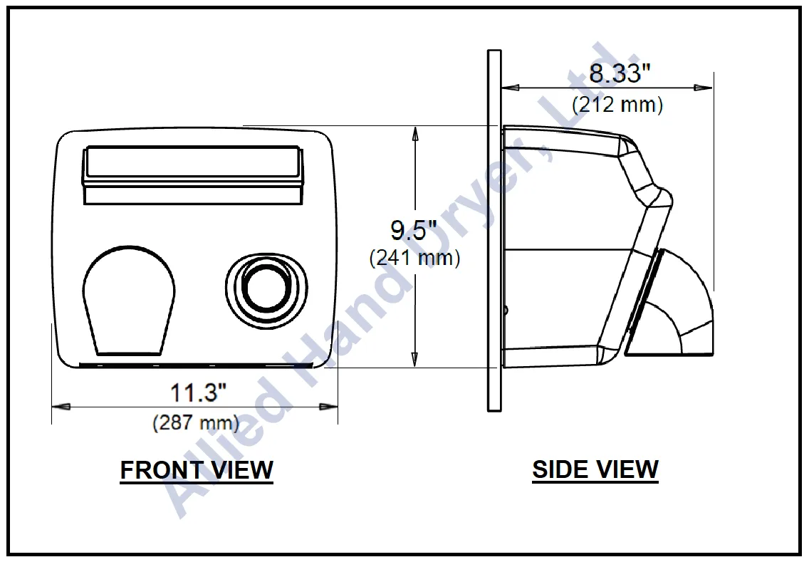 WORLD DRYER® DM5-974 AirMax™ Series Hand Dryer - White Epoxy on Steel High Speed Push Button Surface-Mounted