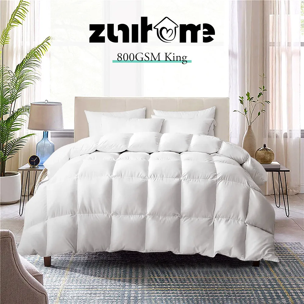 ZUNI Goose Down Duvet Quilt 800GSM Duvet Doona Winter Summer Quilt King